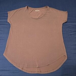 Mudd Shirt Juniors Medium Brown Modal Polyester Scoop Neck Short Sleeve Tagless